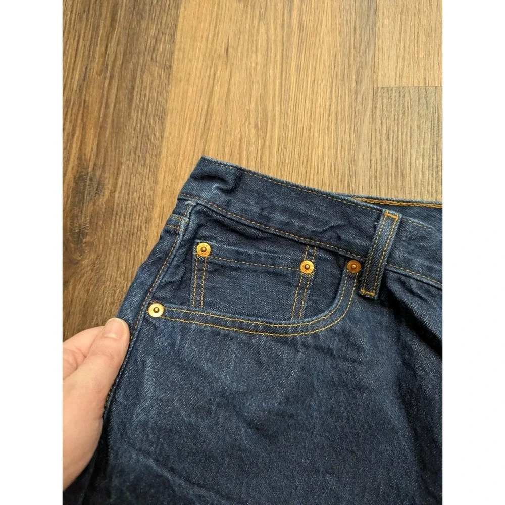 Levis 501 Cut Off Shorts Mens 40 Blue Dark Wash 100 Cotton Y2K Casual Summer - Picture 3 of 13